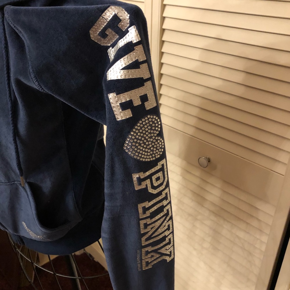 VICTORIA’S SECRET PINK Navy Sweatsuit Top sz XS